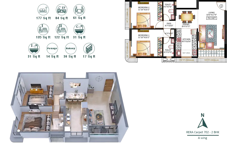 Mahavir Dynasty 2BHK 636 Sqft A Wing